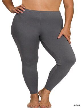 Zenana Super Soft Premium Plus Microfiber Full Length Leggings Ash Grey 1X-3X